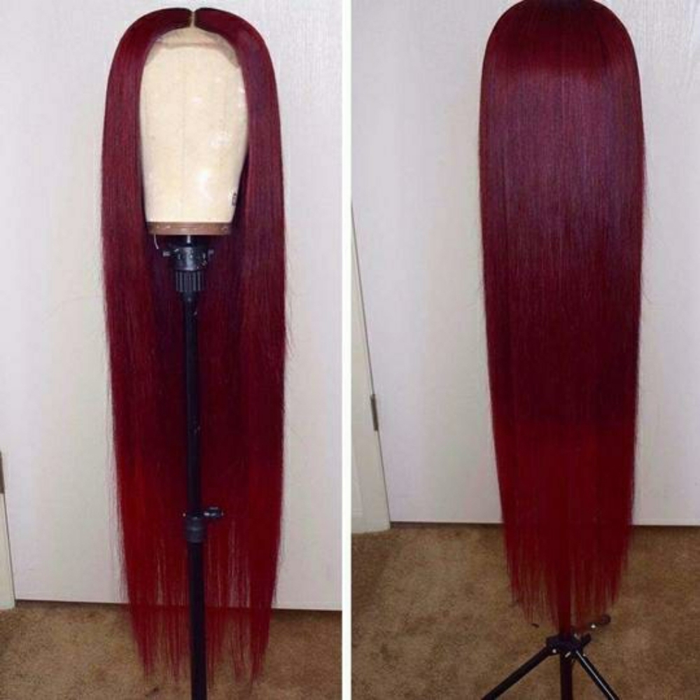 99J Burgundy T Middle Lace Front Brazilian Wig